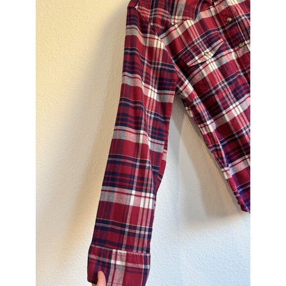 Jachs Girlfriend Women's Red Plaid Long Sleeve Pearl Snap Button Down Shirt M - Picture 3 of 11